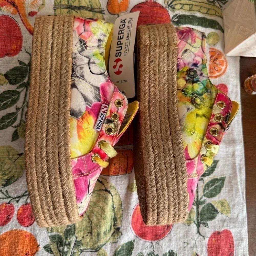 Superga NWT floral platform espadrille shoes size 36